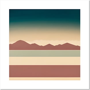 Abstract Mid Century Modern Boho Teal Terracotta Desert Minimalist Posters and Art